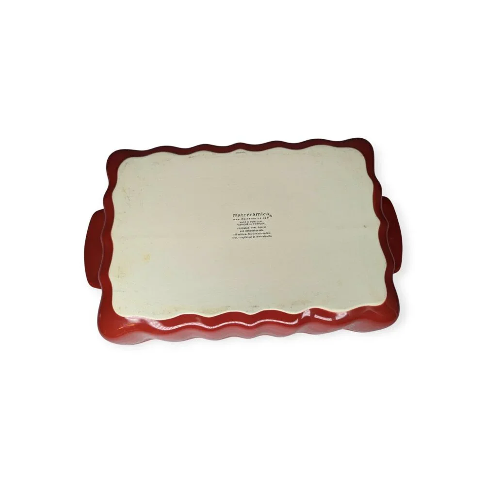 Red Matceramica Wavy Rectangle Ceramic/Stoneware Baker 12